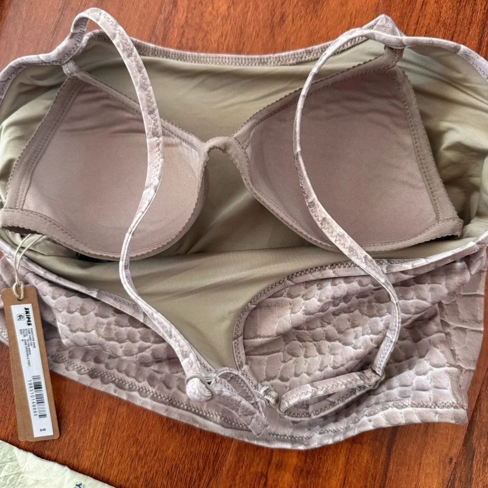 NWT SKIMS Signature SWIM Cami Tank Top Dune Crocodile Print SIZE M